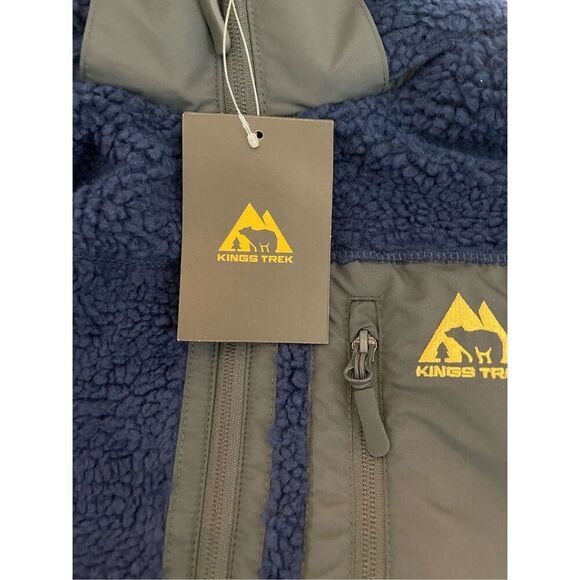 Kings Trek Men's Heated Sherpa Windproof Fleece Jacket Size: S- Blue NO BATTERY - Picture 2 of 8